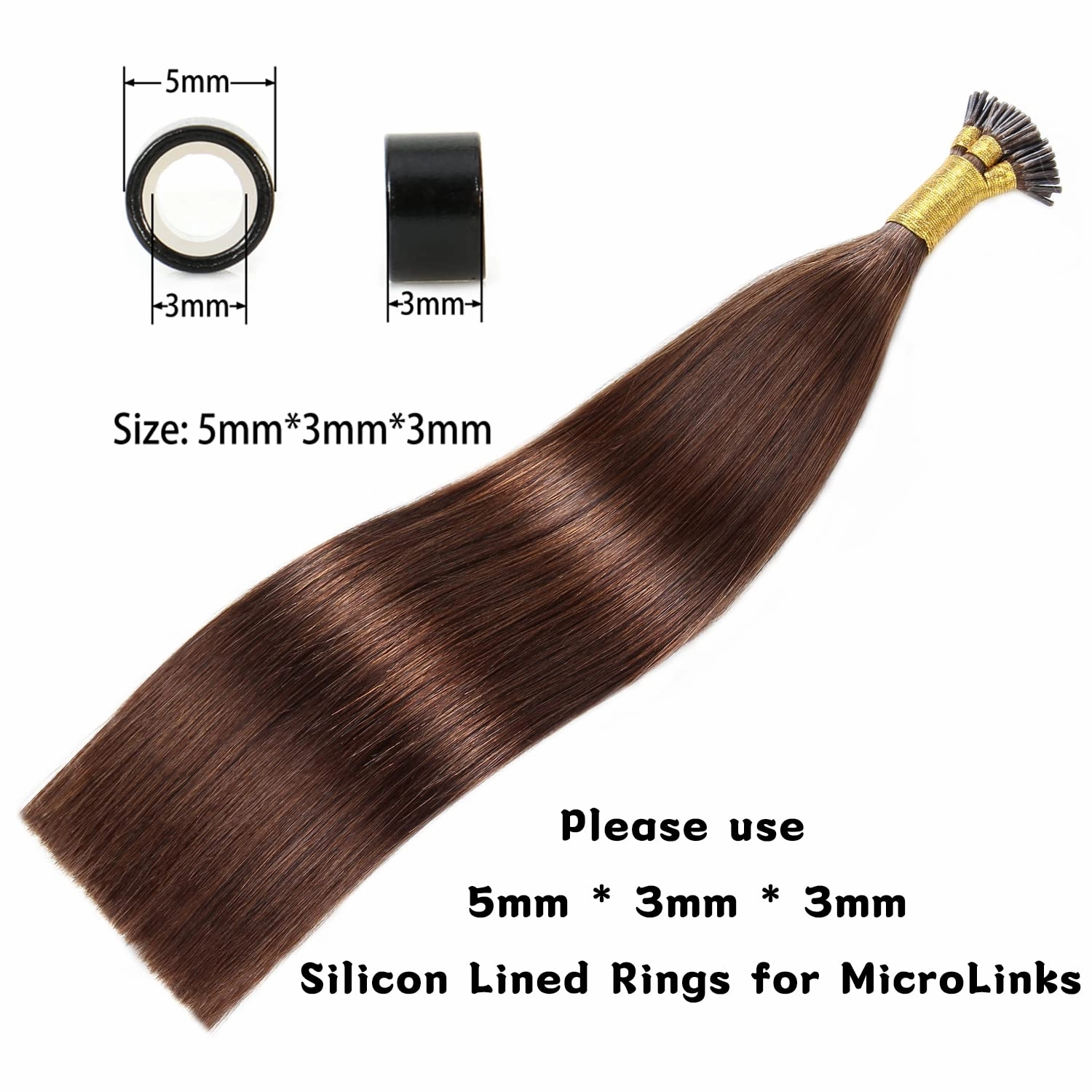 I Tip Human Hair Extensions, Pre Bonded Keratin Stick In Hair Extensions for Women 22inch #4 Medium Brown 1g/Strand 100g/Package Straight Remy Hair I Tip Extensions