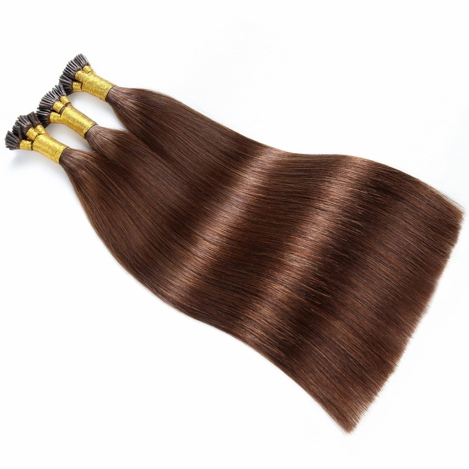 I Tip Human Hair Extensions, Pre Bonded Keratin Stick In Hair Extensions for Women 22inch #4 Medium Brown 1g/Strand 100g/Package Straight Remy Hair I Tip Extensions