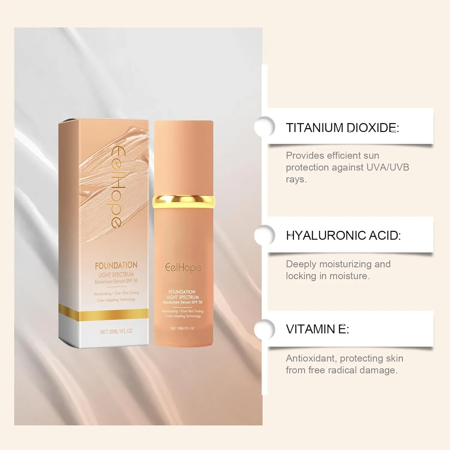 Imaginaryl Foundation 4 in 1 - Medium Light Spectrum, Imaginaryl Makeup Beneath Foundation, Imaginaryl Moisturizingg Full Coverage Concealer with Spf 50  (2 PCS, 30ml)