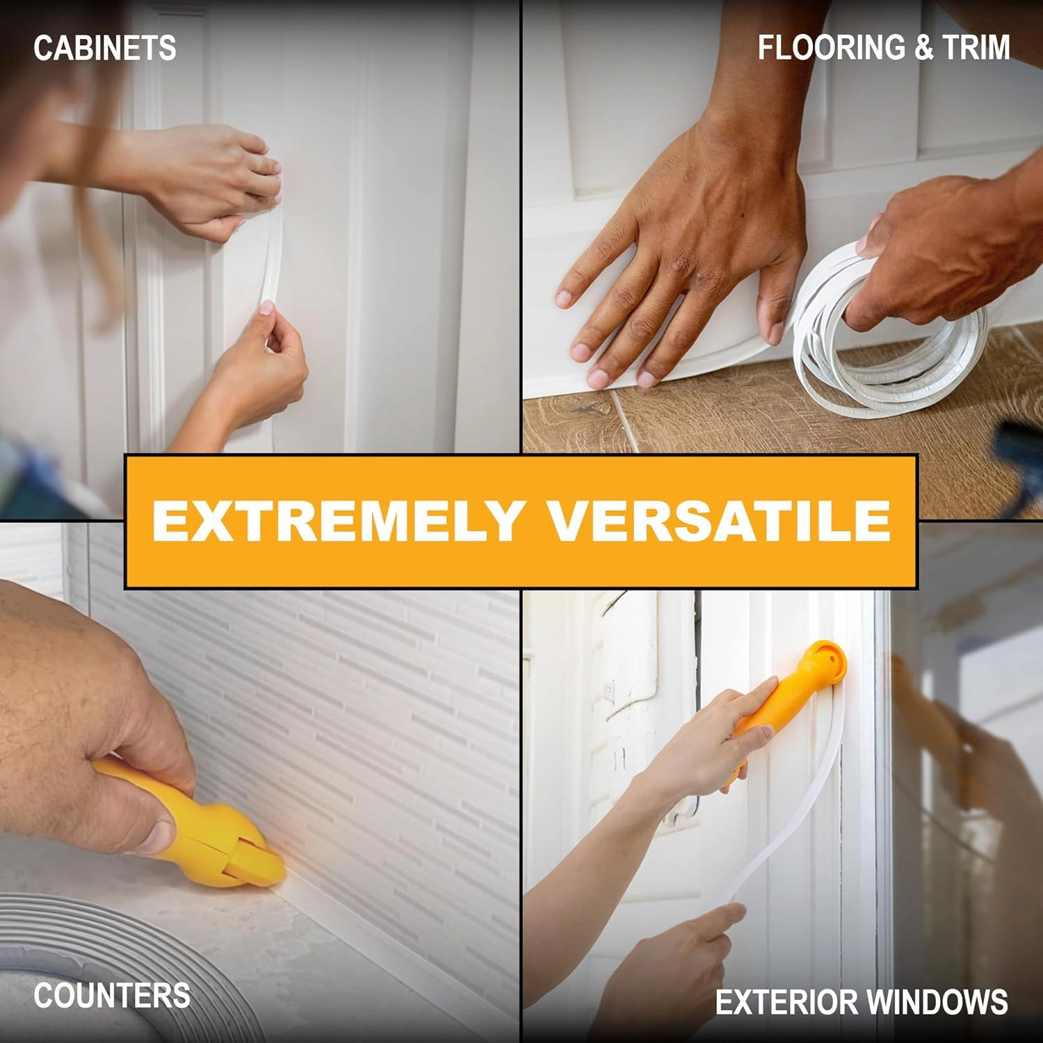 InstaTrim The Original Flexible Trim - 2-Pack of 10ft Dark Brown 1/2" Wide Caulk Tape - Adhesive Trim with Many Uses Including Caulking for Bathtubs, Sinks, Counters, Tile, Floors - Made in USA