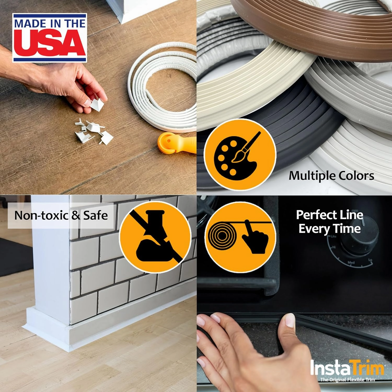 InstaTrim The Original Flexible Trim - 2-Pack of 10ft Dark Brown 1/2" Wide Caulk Tape - Adhesive Trim with Many Uses Including Caulking for Bathtubs, Sinks, Counters, Tile, Floors - Made in USA