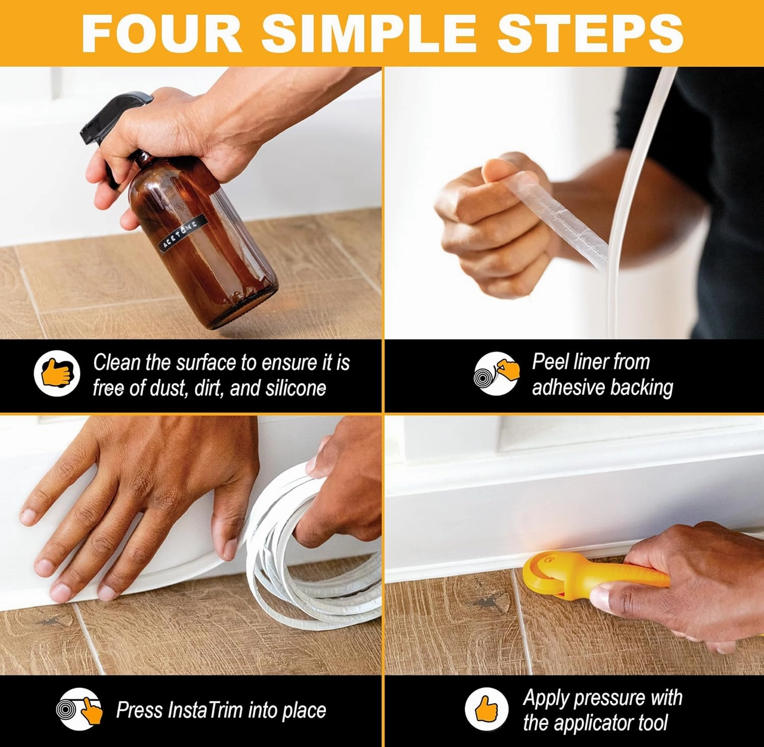 InstaTrim The Original Flexible Trim - 2-Pack of 10ft Dark Brown 1/2" Wide Caulk Tape - Adhesive Trim with Many Uses Including Caulking for Bathtubs, Sinks, Counters, Tile, Floors - Made in USA