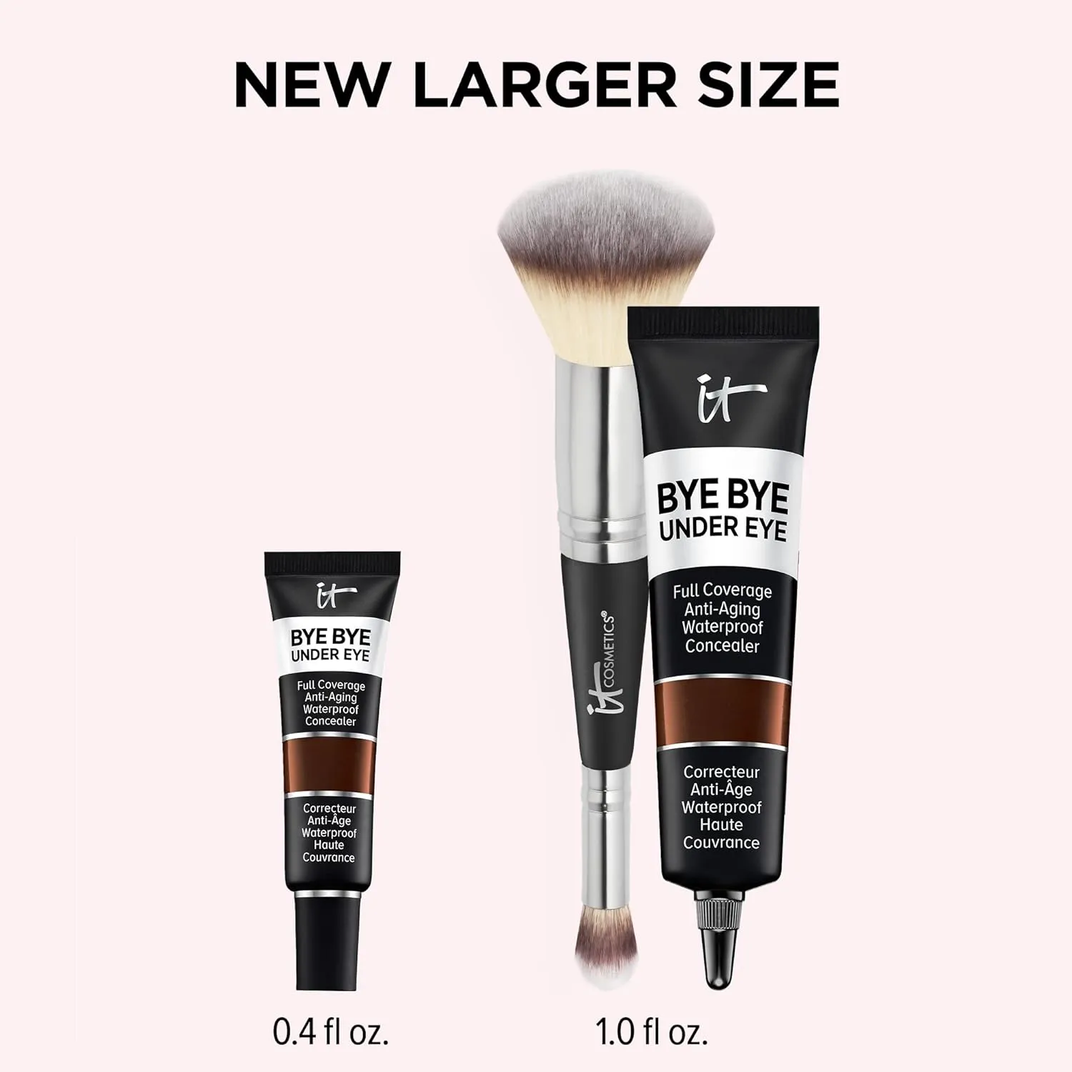 IT Cosmetics Makeup Set - Includes Supersize Bye Bye Under Eye Concealer (45.5 Deep)   Heavenly Luxe Complexion Perfection Concealer Brush (1 fl oz) - with Collagen, Hyaluronic Acid & Antioxidants