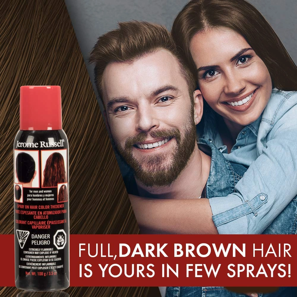 Jerome Russell Spray-on Color Dark Brown Hair Thickener, for Fine & Thinning Hair, Conceals Bald Spots, Hides Root Re-growth & Cover Hair Extension Tracks, Works for Men & Women, 3.5 oz - 2 Pack