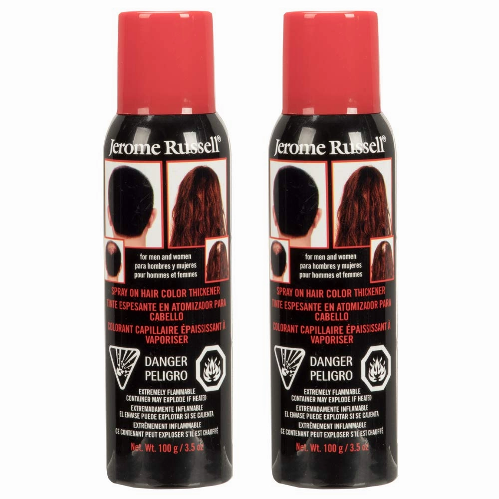 Jerome Russell Spray-on Color Dark Brown Hair Thickener, for Fine & Thinning Hair, Conceals Bald Spots, Hides Root Re-growth & Cover Hair Extension Tracks, Works for Men & Women, 3.5 oz - 2 Pack