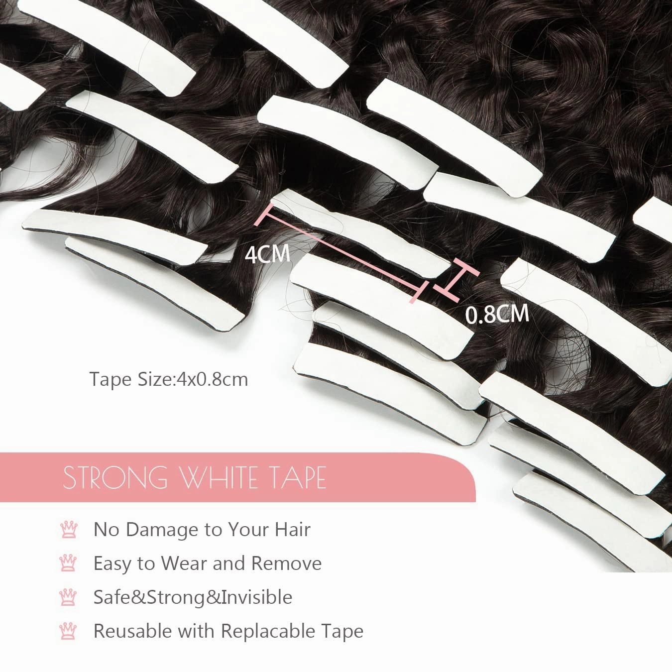 Jerry Curly Hair Tape in Extensions Human Hair 16" Tape ins for Black Women Natural Wave Invisible Double Sided 3B 3C Type Real Human Hair 50grams Tape on Extensions #2 Darkest Brown 20pcs