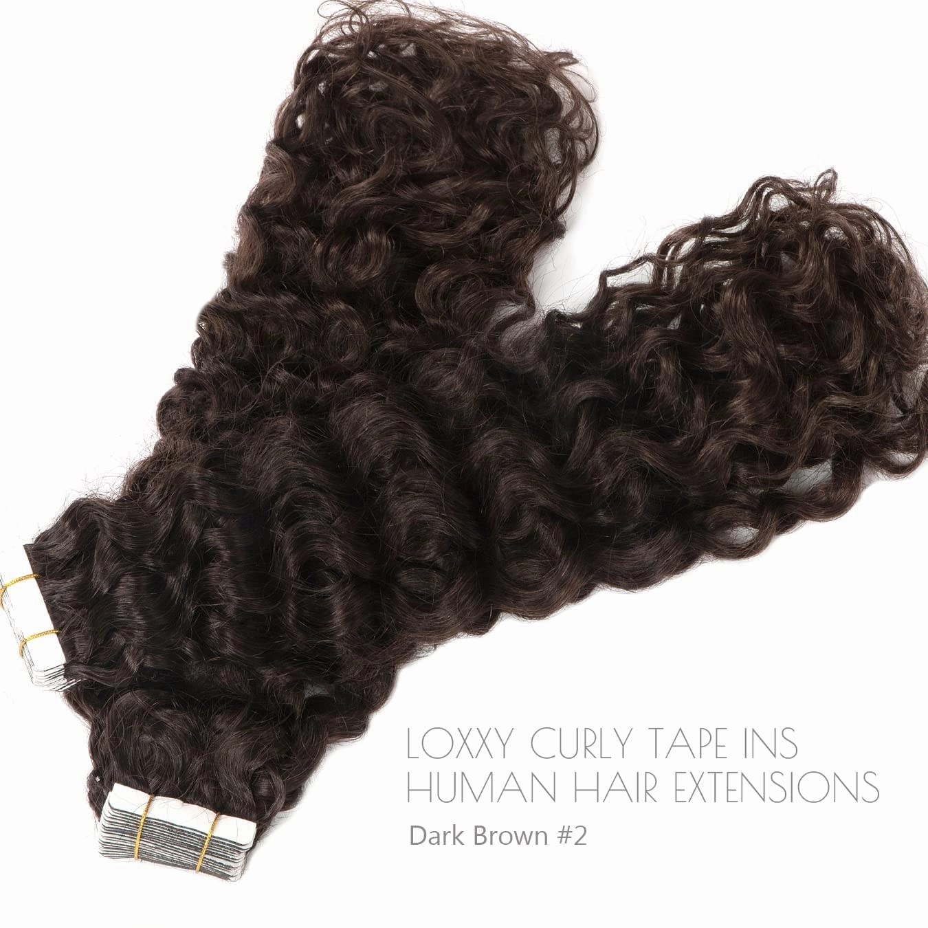 Jerry Curly Hair Tape in Extensions Human Hair 16" Tape ins for Black Women Natural Wave Invisible Double Sided 3B 3C Type Real Human Hair 50grams Tape on Extensions #2 Darkest Brown 20pcs