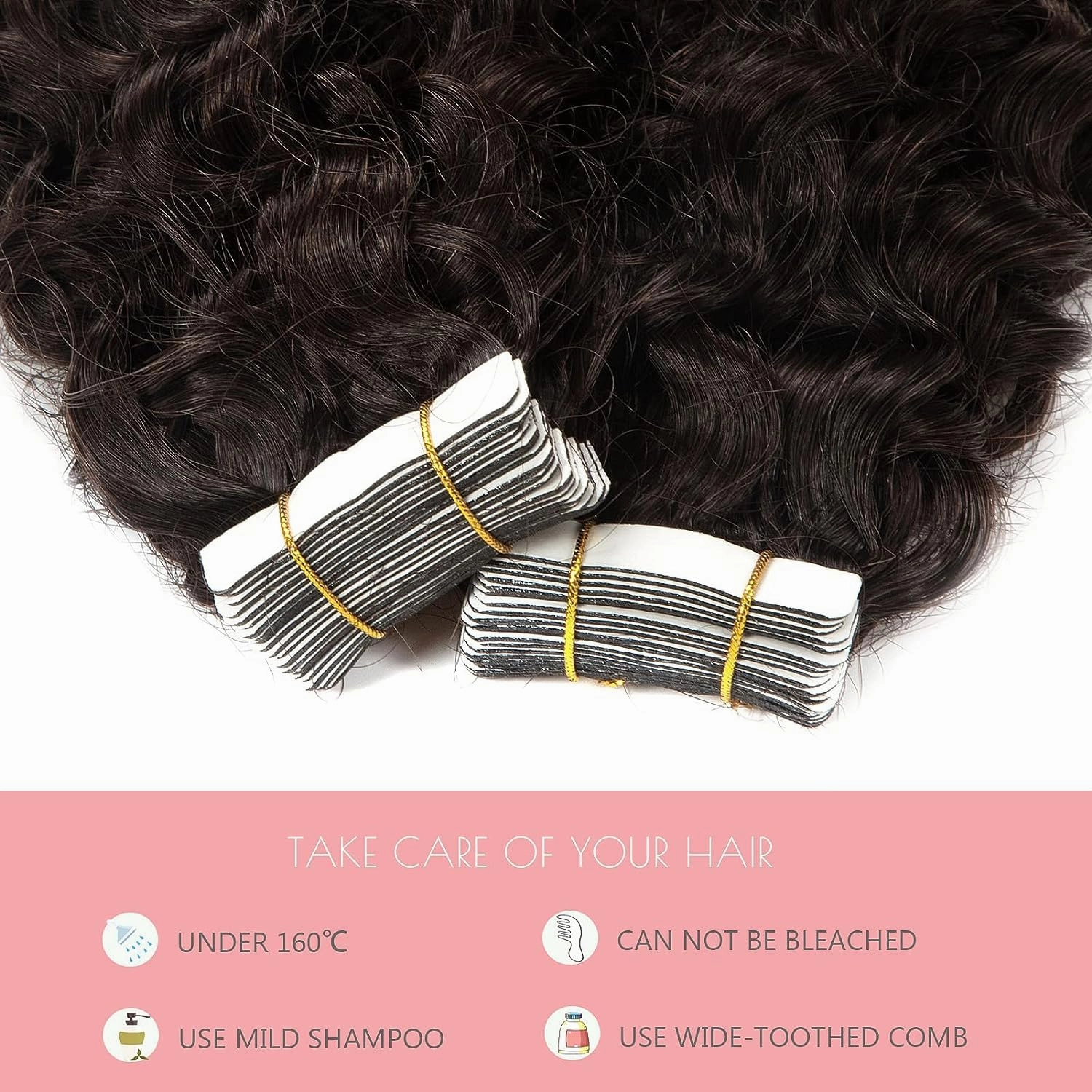 Jerry Curly Hair Tape in Extensions Human Hair 16" Tape ins for Black Women Natural Wave Invisible Double Sided 3B 3C Type Real Human Hair 50grams Tape on Extensions #2 Darkest Brown 20pcs
