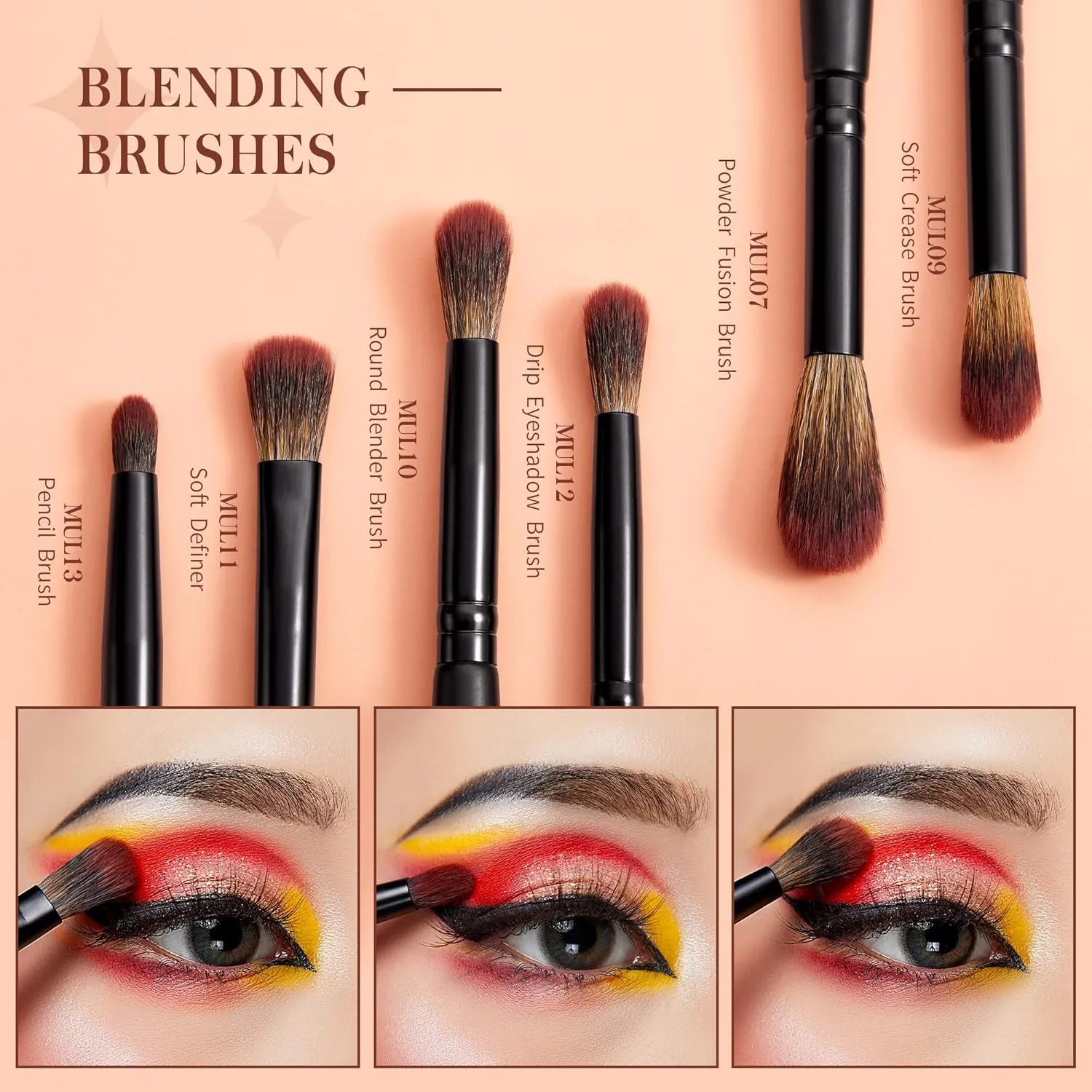 Jessup Eye Brushes Set, Vegan Makeup Brushes with Concealer Powder Eyeshadow Blending Eyeliner Spoolie Brush, 16pcs Premium Synthetic Black Cosmetic Brush T272