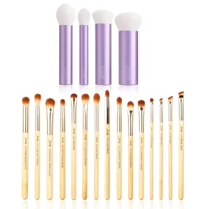 Jessup Eye Makeup Brushes Set Labeled Bamboo T137 Bundled with Face Kabuki Makeup Brushes Set T517