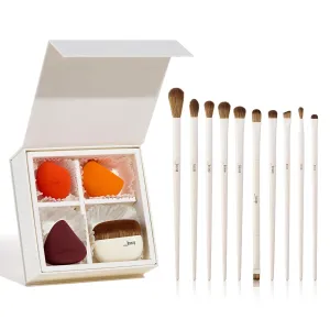 Jessup Foundation Brush & Makeup Sponge Set T505 Bundled with Eye Makeup Brush Set T330