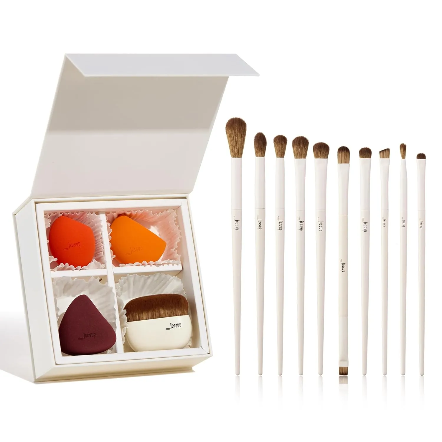 Jessup Foundation Brush & Makeup Sponge Set T505 Bundled with Eye Makeup Brush Set T330