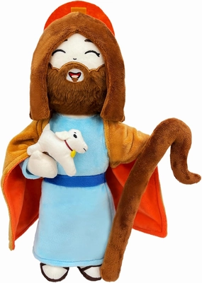 Jesus Plush Christmas Stuffed Doll Brown Jesus Plushie Toys Religious Party Favors Easter Stuff Removable Baptism Doll with Crutch