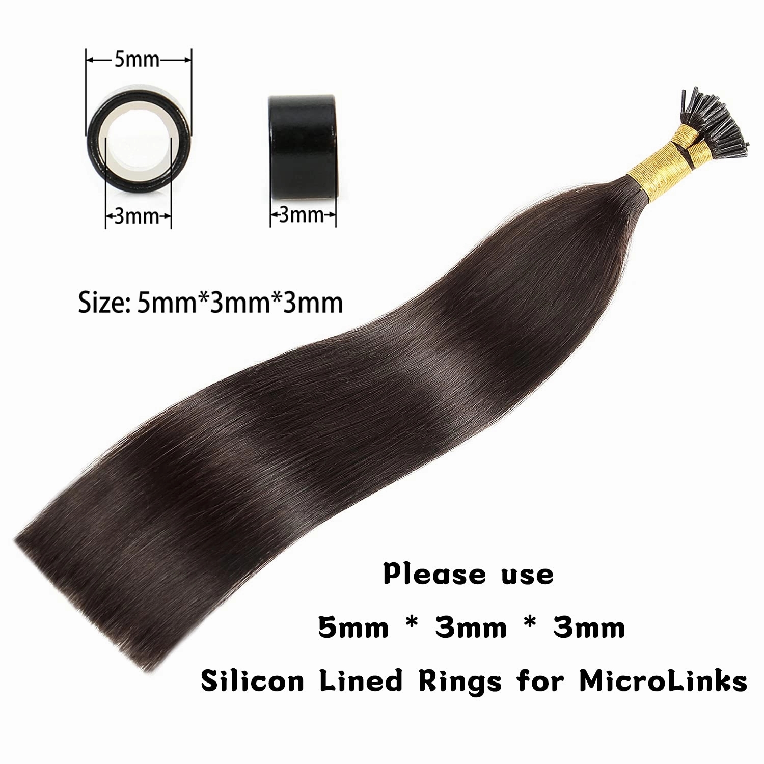 JIAMEISI I Tip Human Hair Extensions,Pre Bonded Stick Tip Hair #2 Darkest Brown Cold Fusions 14inch 0.5g/s 100strands 50g Real Human Hair I Tip