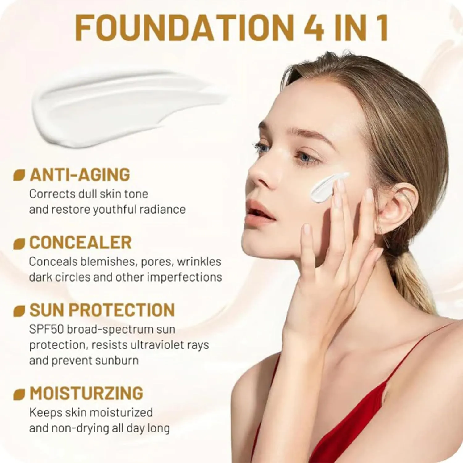 JORONDY Achieve Flawless Skin - foundation 4in1 light spectrum,foundation makeup,Suitable for sports, fitness and other places (1PC, One Size)