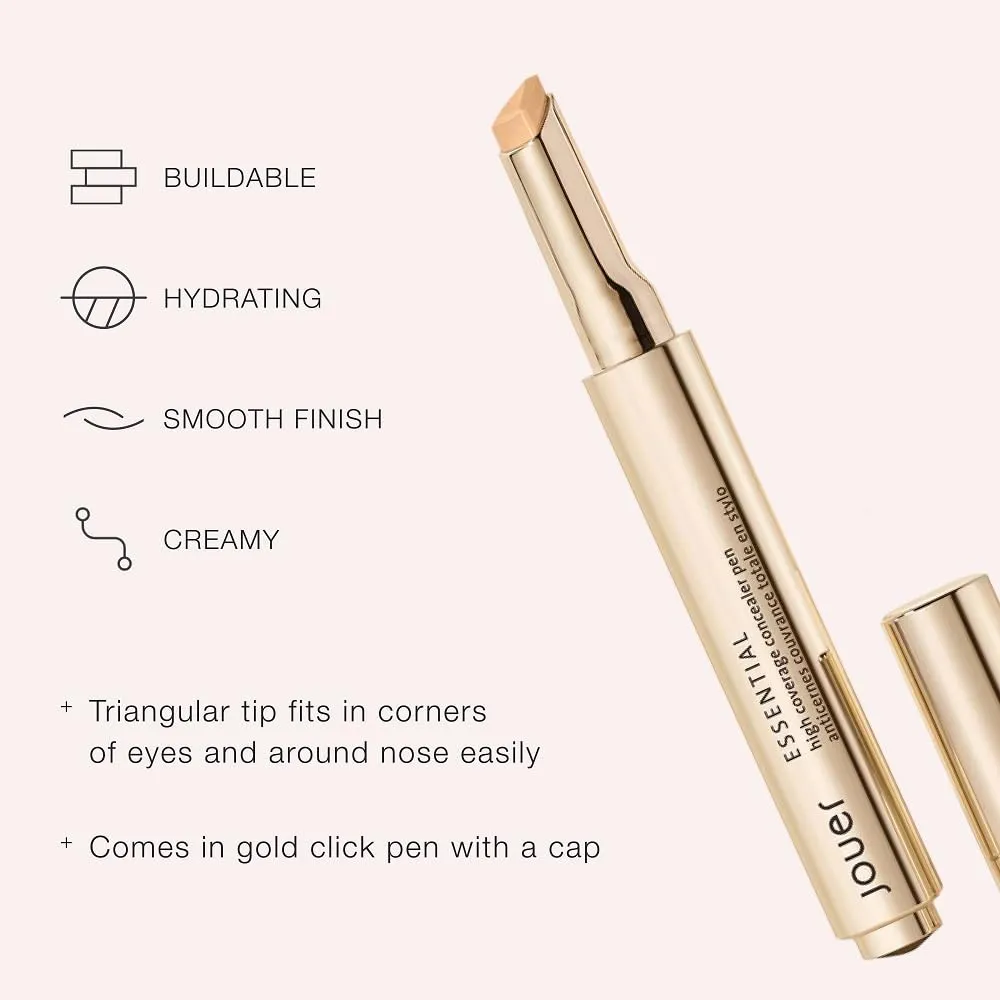 Jouer Essential High Coverage Crème Concealer Pen | Medium to Full Coverage | Healthy Ingredients | Paraben, Gluten & Cruelty Free | Vegan Friendly