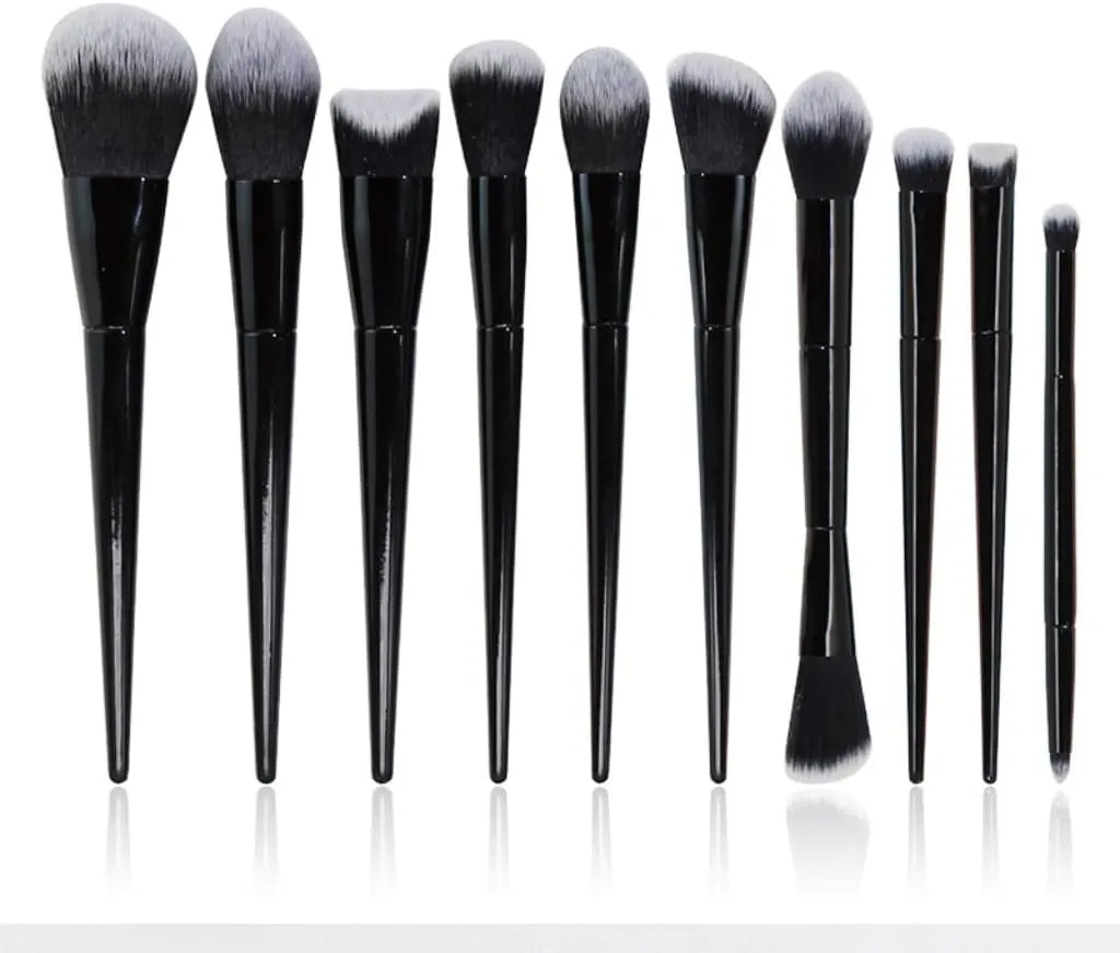 JSEIAJB 10 Pieces of Makeup Brush Set Full Set of Black Powder Eye Shadow Brush Beauty Tools