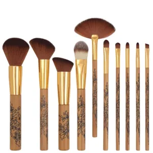JSEIAJB Makeup brush set, 10 pieces, full set, color brush printing, super soft makeup tool, powder brush