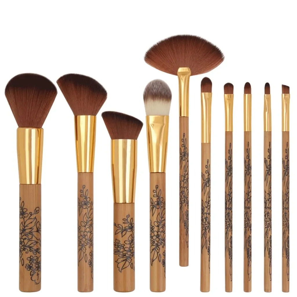 JSEIAJB Makeup brush set, 10 pieces, full set, color brush printing, super soft makeup tool, powder brush