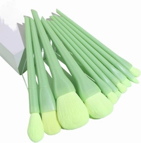 JSEIAJB 10 pcs Green Makeup Brushes Set, Complete with Loose Powder Brushes and Makeup Brushes