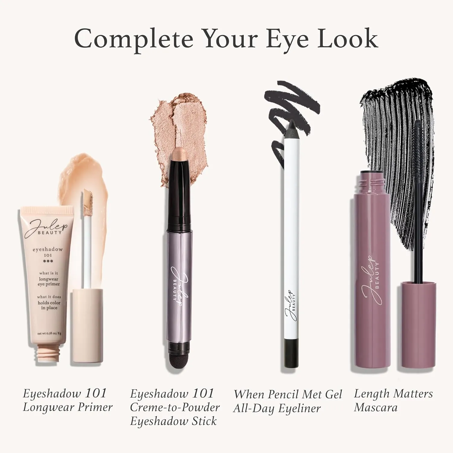 Julep Eyeshadow 101 Crème-to-Powder Waterproof Eyeshadow Stick Duo – Long-Lasting, Crease-Proof, Easy Apply with Built-in Smudger - Desert & Champagne