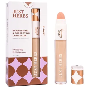 Just Herbs Concealer for Face Makeup With Liquorice Root Dewy Finish, Full Coverage Ultra Blendable Dark Circle Spot Brightening and Correcting Concealer 6ml (Ivory)