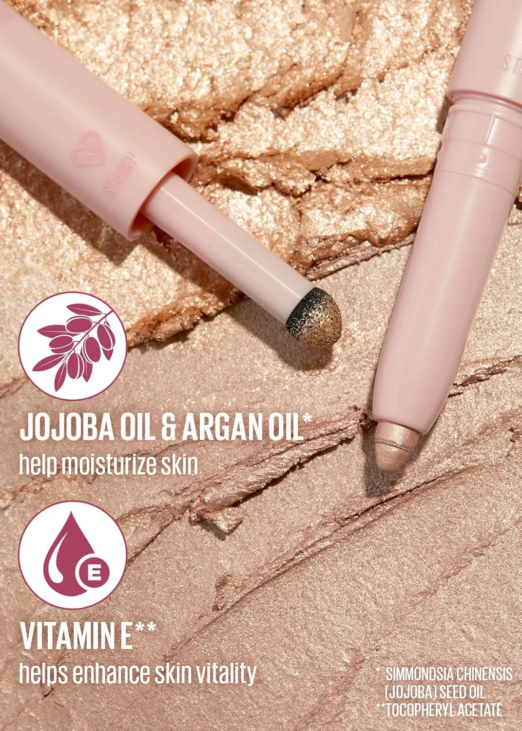 Kaja Eyeshadow - Wink Dazzle 02 Champagne Sequin (Shimmer) | Glitter, Smudge Proof, Creamy Formula, Vegan, Cruelty-Free, Creamy, Blendable, High Pigmentation Shimmer Stick, Long Lasting, Waterproof