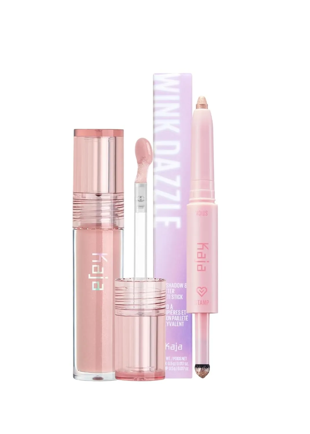 Kaja Wink Dazzle 02 Champagne Sequin   Lip Gloss - Gloss Shot 02 Milk Tea, 0.14 Fl Oz Bundle