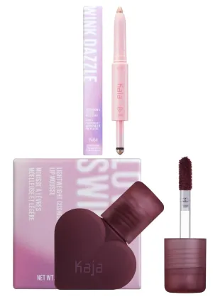 Kaja Wink Dazzle 02 Champagne Sequin   Lip Mousse - Love Swipe 01 Call Me, 0.22 Oz Bundle