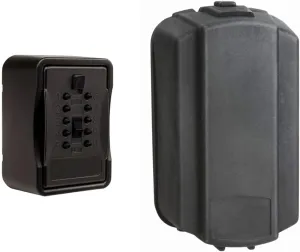 Kidde AccessPoint 001267 KeySafe Pro Multiple Key, Pushbutton, with Cover, Black & AccessPoint 001375 KeySafe Weather Cover, Permanent Slimline,Black