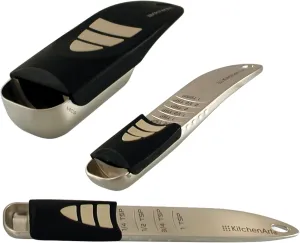 KitchenArt Cook’s Pro Adjust-A-Measure Set, 3-Piece, Satin,Black and Silver