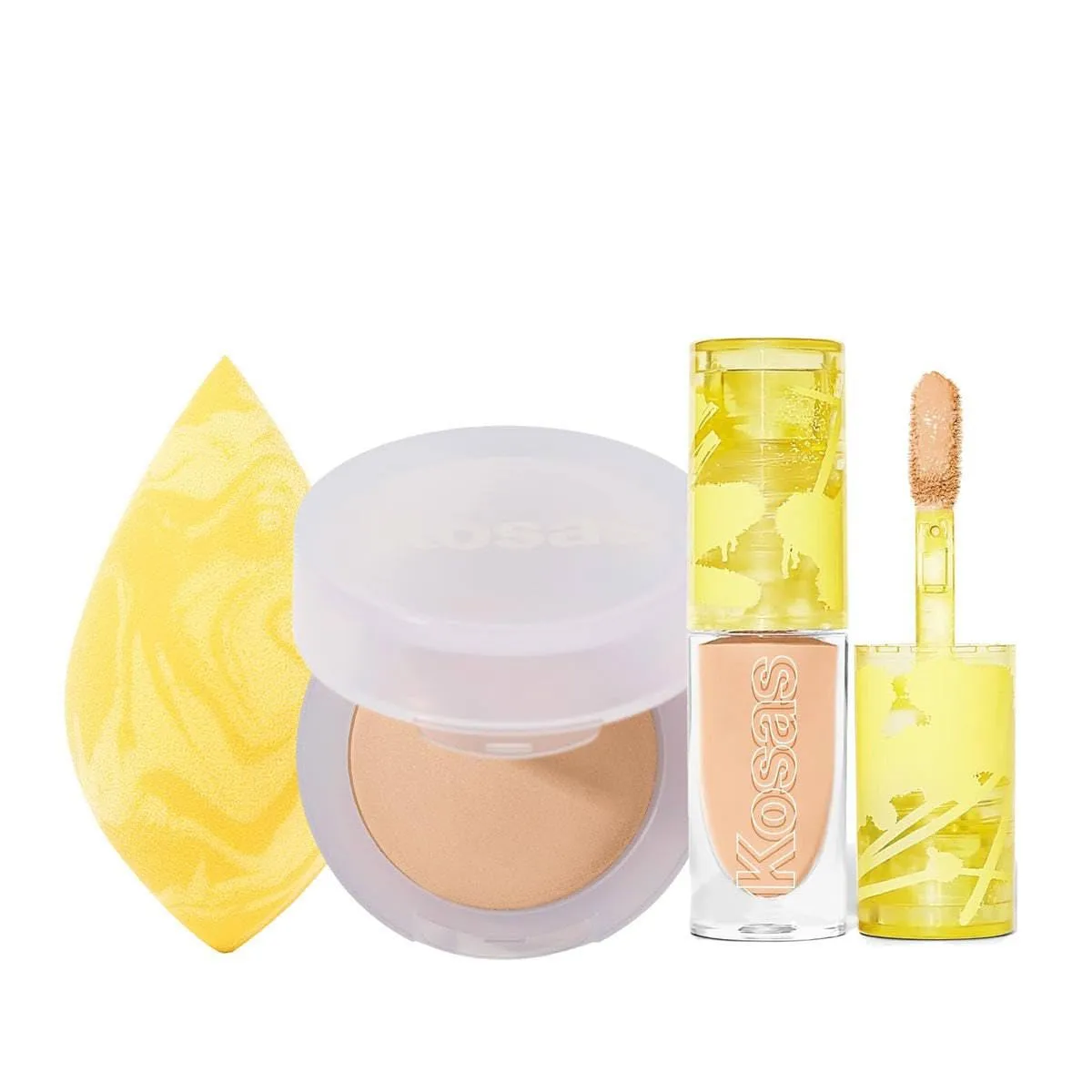 Kosas Mini Cloud Skin Trio - Mini Concealer Tone 04   Mini Setting Powder Comfy   Dual-Ended Blender
