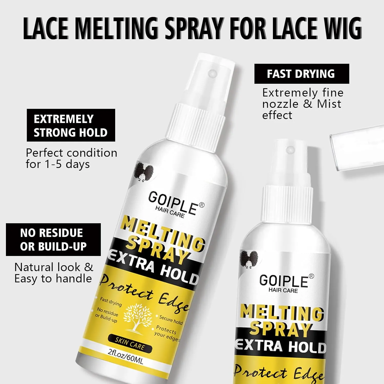 Lace Tint Mousse Wig Milk Spray for Synthetic Hair, Leave-in Conditioner Spray Conditioner ＆ Detangler Moisturizer, Wig Glue for Lace Front Wigs Strong Hold Hair Adhesive Wigs Accessory Essentials Kit