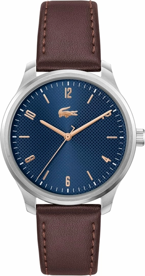 Lacoste Lisbon Men's 3H Quartz Watch, Stainless Steel, Water Resistant Up to 5ATM/50 Meters - Modern Design for Him - 42mm