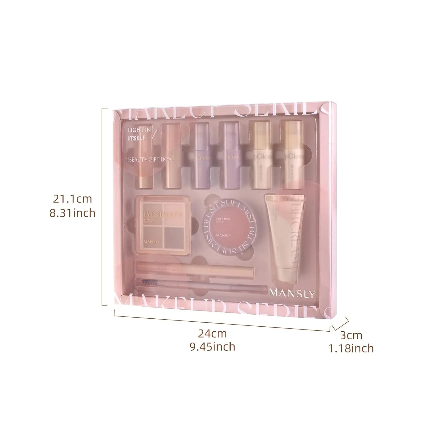 LAMUSELAND All in One Makeup Set Full Kit, 11 Pieces Professional Makeup Gift Set for Women Girls, include Lip Gloss, Eyebrow, Eyeliner, Eyeshadow, Blush, BB Cream (A)
