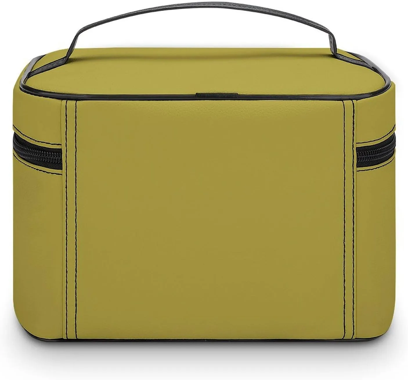 Leather Cosmetic Case, Brass Brown Portable Makeup Bag Organizer Large Capacity Travel Toiletry Bag with Zipper