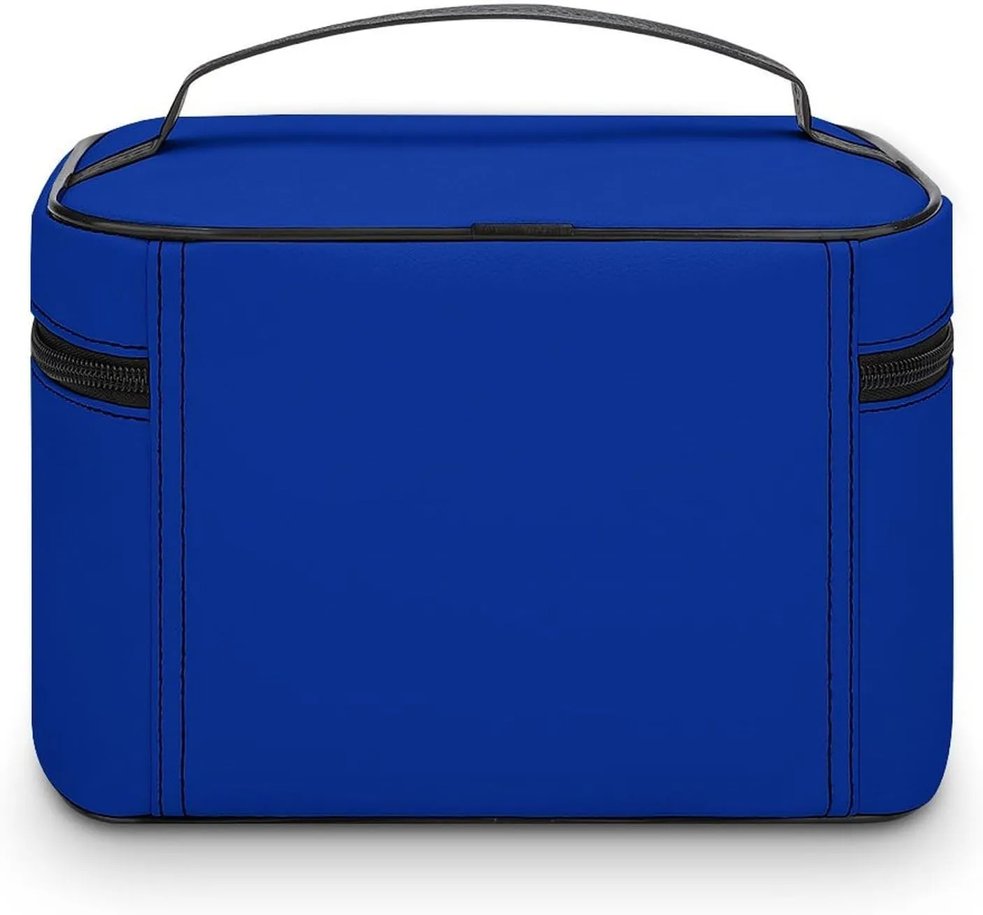 Leather Cosmetic Case, Cobalt Blue Solid Color Classic Elegant Portable Makeup Bag Organizer Large Capacity Travel Toiletry Bag with Zipper