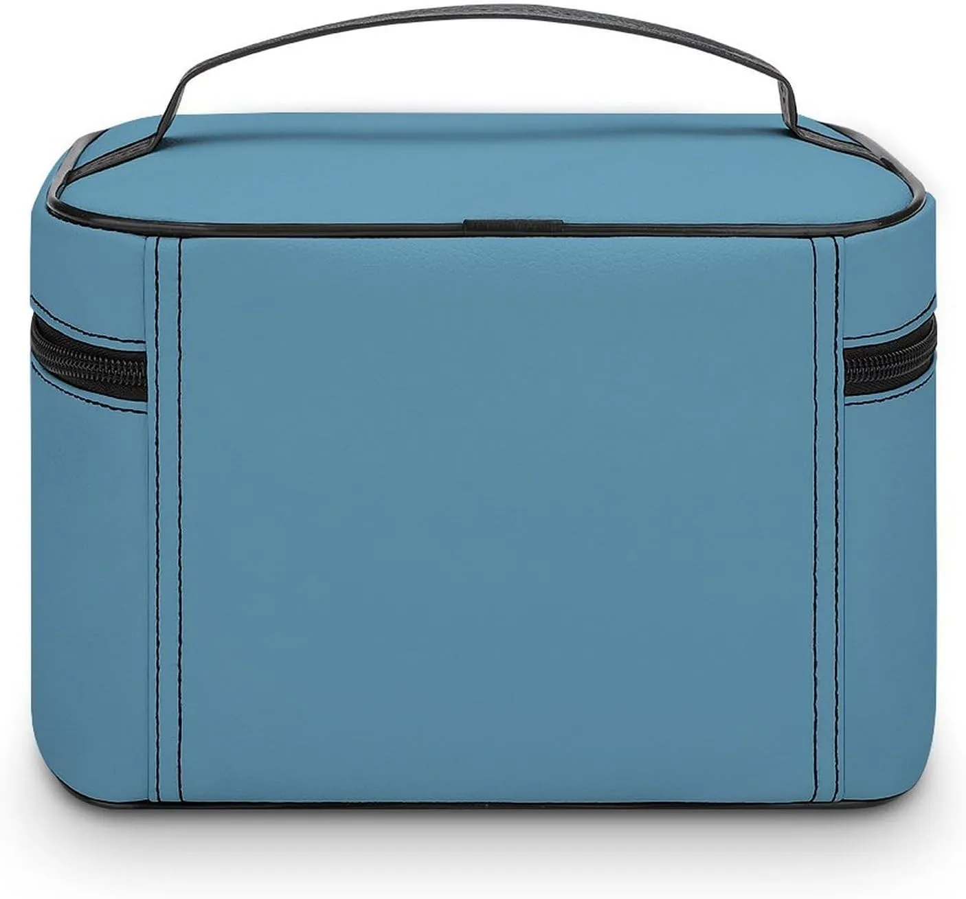 Leather Cosmetic Case, Dusty Blue Portable Makeup Bag Organizer Large Capacity Travel Toiletry Bag with Zipper
