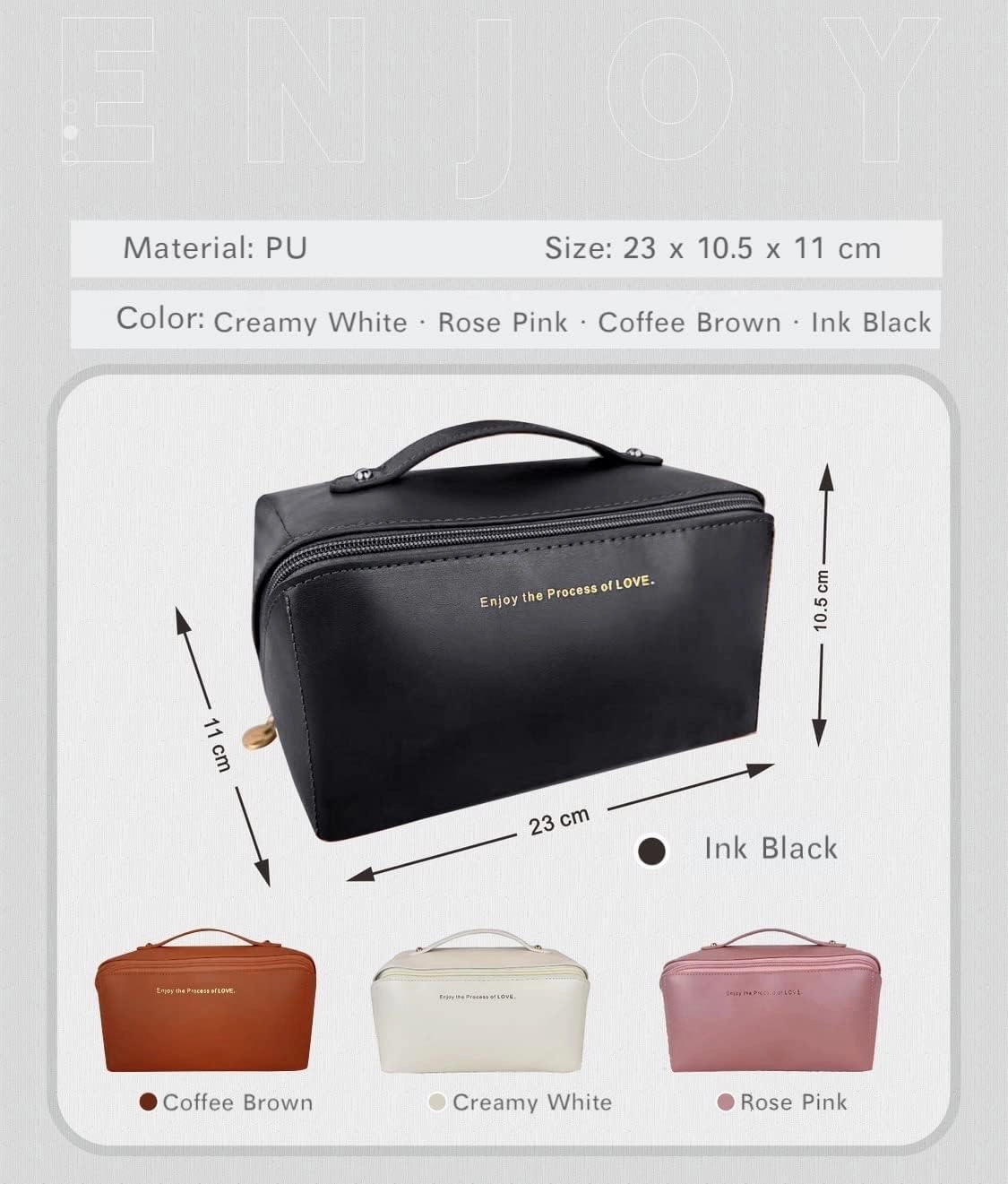 Lently Makeup Bag, Travel Cosmetic Bags for Women Make Up Bag Organizer Case Everything Makeup Bag, Large Capacity Portable (Thicken V2.0, Ink Black)