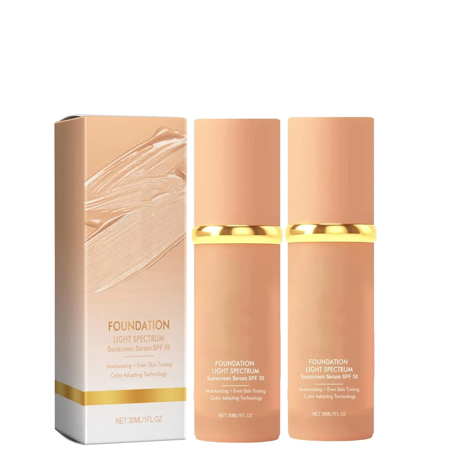 Lereliable 4 in 1 Color Changing Foundation, 4 in 1 Foundation, Hydrating Medium Full Coverage Concealer, Long-Lasting Moisturizing, Waterproof (2PCS)