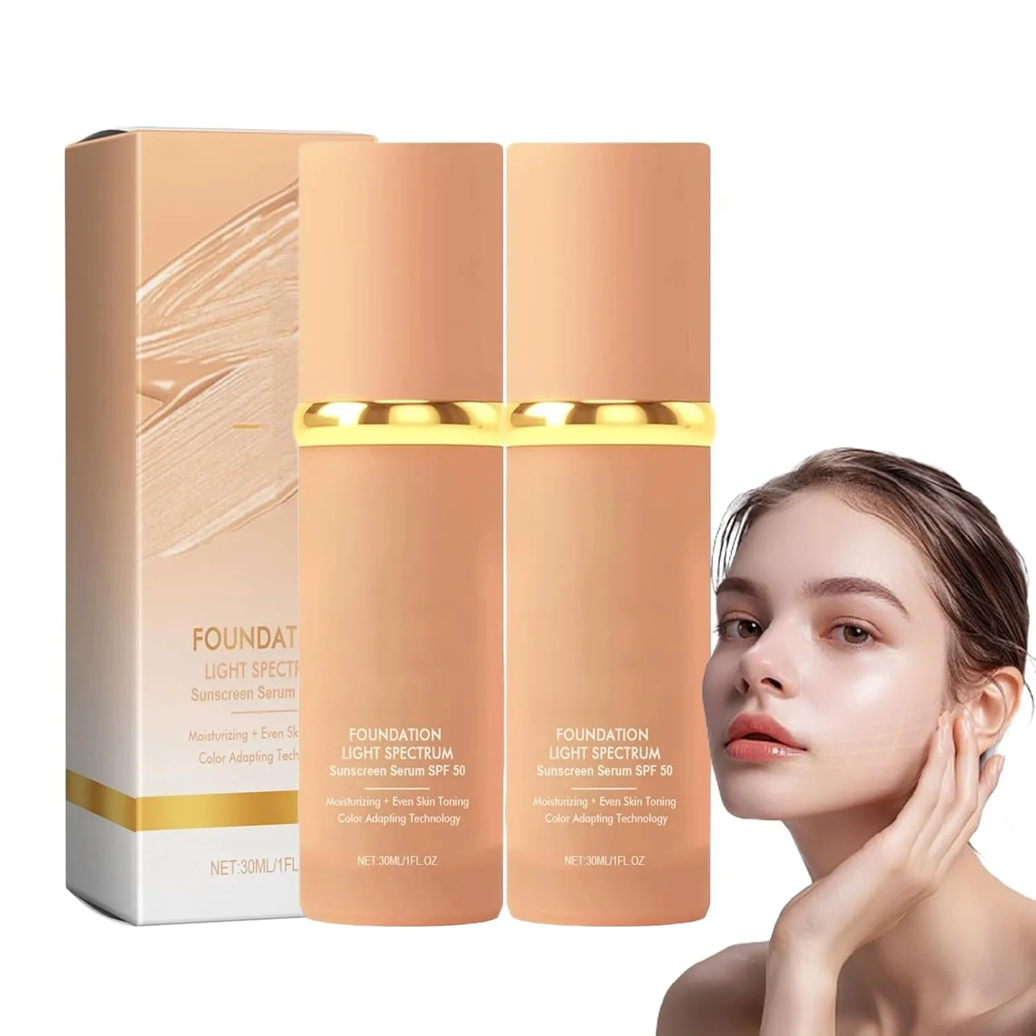 Lereliable 4 in 1 Color Changing Foundation, Hydrating Color Changing Foundation, High Coverage Concealer Stick Full Coverage, Long Lasting (2pcs)