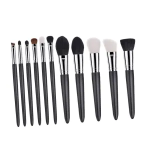 LIFKOME 11 Pcs Makeup Brush Set Professional Goat Hair Makeup Brushes Eye Shadow Blush Eyebrow Concealer Face Powder Wooden Handle Portable for Travel