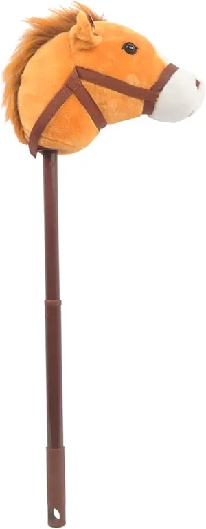 Linzy Plush Hobby Horse Stick Toy, Adjustable Telescopic Stick, Adjust to 3 Different Sizes, For Cowboy and Cowgirl of Different Ages, Light Brown