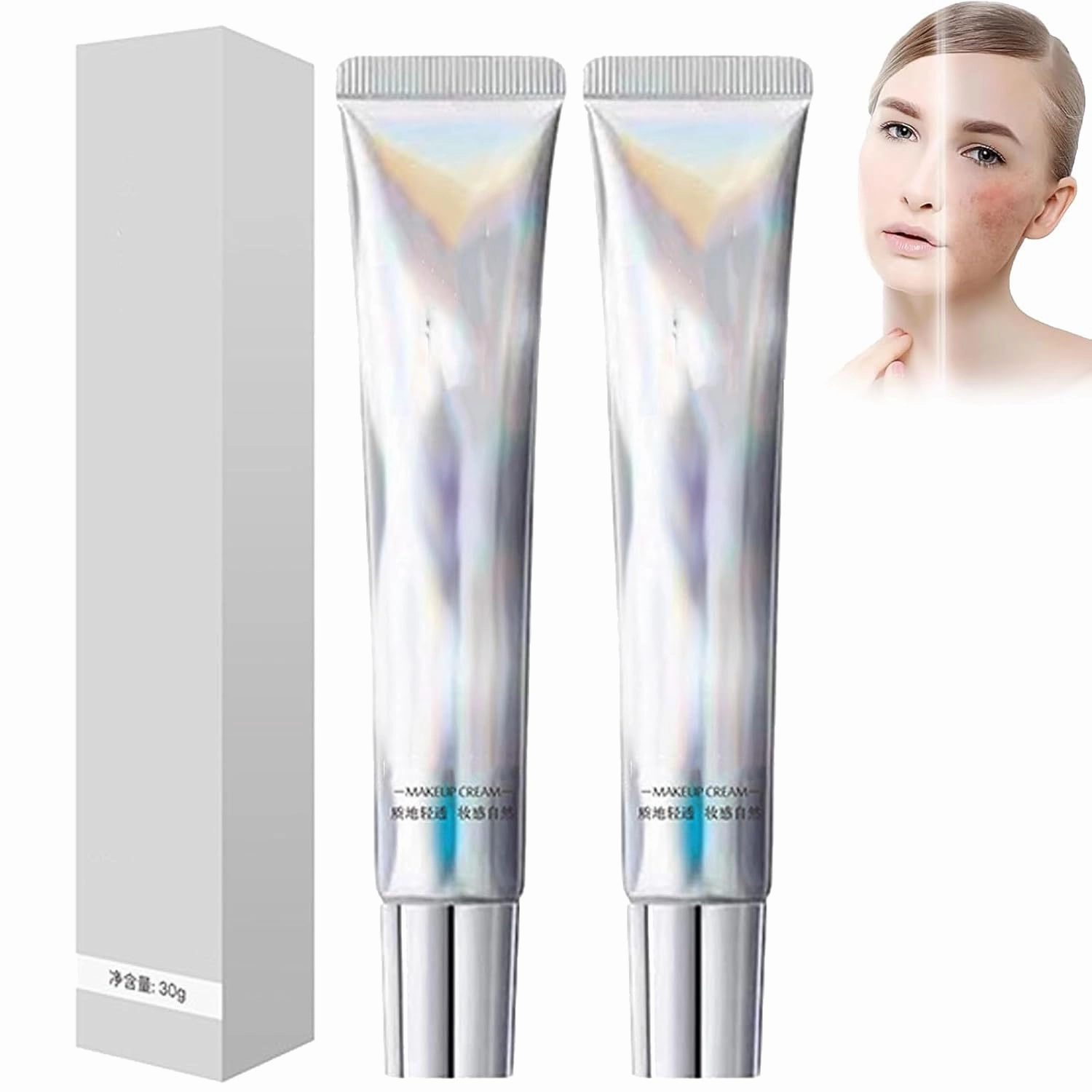 Long-Lasting Hydrating Waterproof Makeup Cream, Isolation Light Sensitive Makeup Cream, Crema de maquillaje hidratante resistente al agua y de larga duración for Women (2 Pcs)
