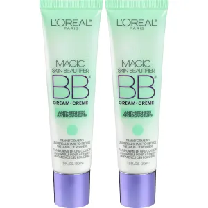 L'Oréal Paris Makeup Magic Skin Beautifier BB Cream Tinted Moisturizer, Anti-Redness, 1 fl oz, 2 Count