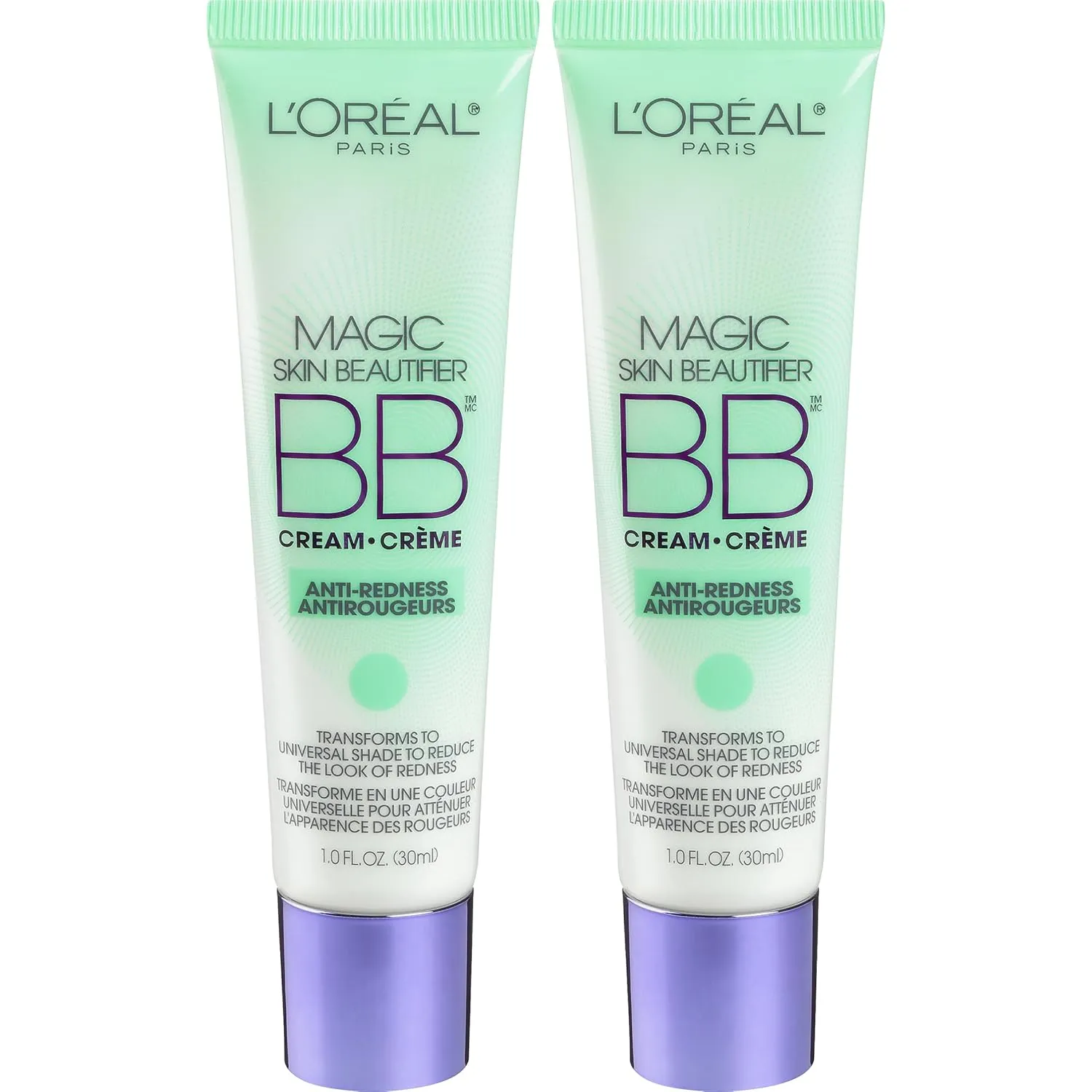 L'Oréal Paris Makeup Magic Skin Beautifier BB Cream Tinted Moisturizer, Anti-Redness, 1 fl oz, 2 Count