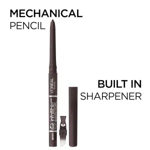 L'Oreal Paris Makeup Infallible Never Fail Original Mechanical Pencil Eyeliner with Built in Sharpener, Black Brown, 1 Count (Pack of 2)