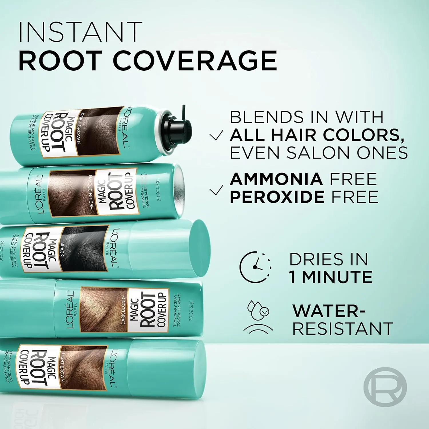 L'Oreal Paris Root Cover Up Temporary Gray Concealer Spray Dark Brown 2 Oz (Pack of 2) (Packaging May Vary)