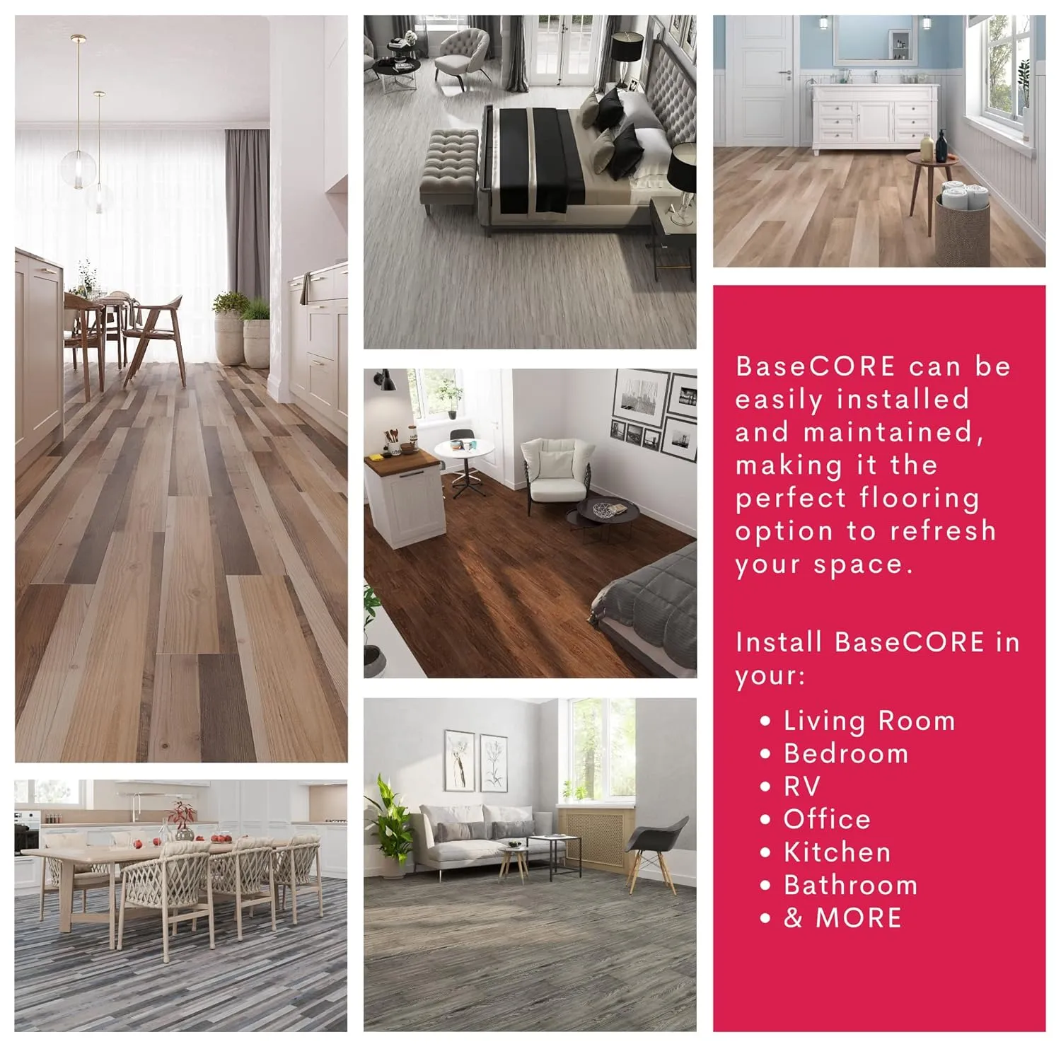 LUCiDA SURFACES Luxury Vinyl Flooring Tiles | Peel and Stick Floor Tile for DIY Installation | 36 Wood Look Planks | Brown Chevron | BaseCore | 54 Sq. Feet
