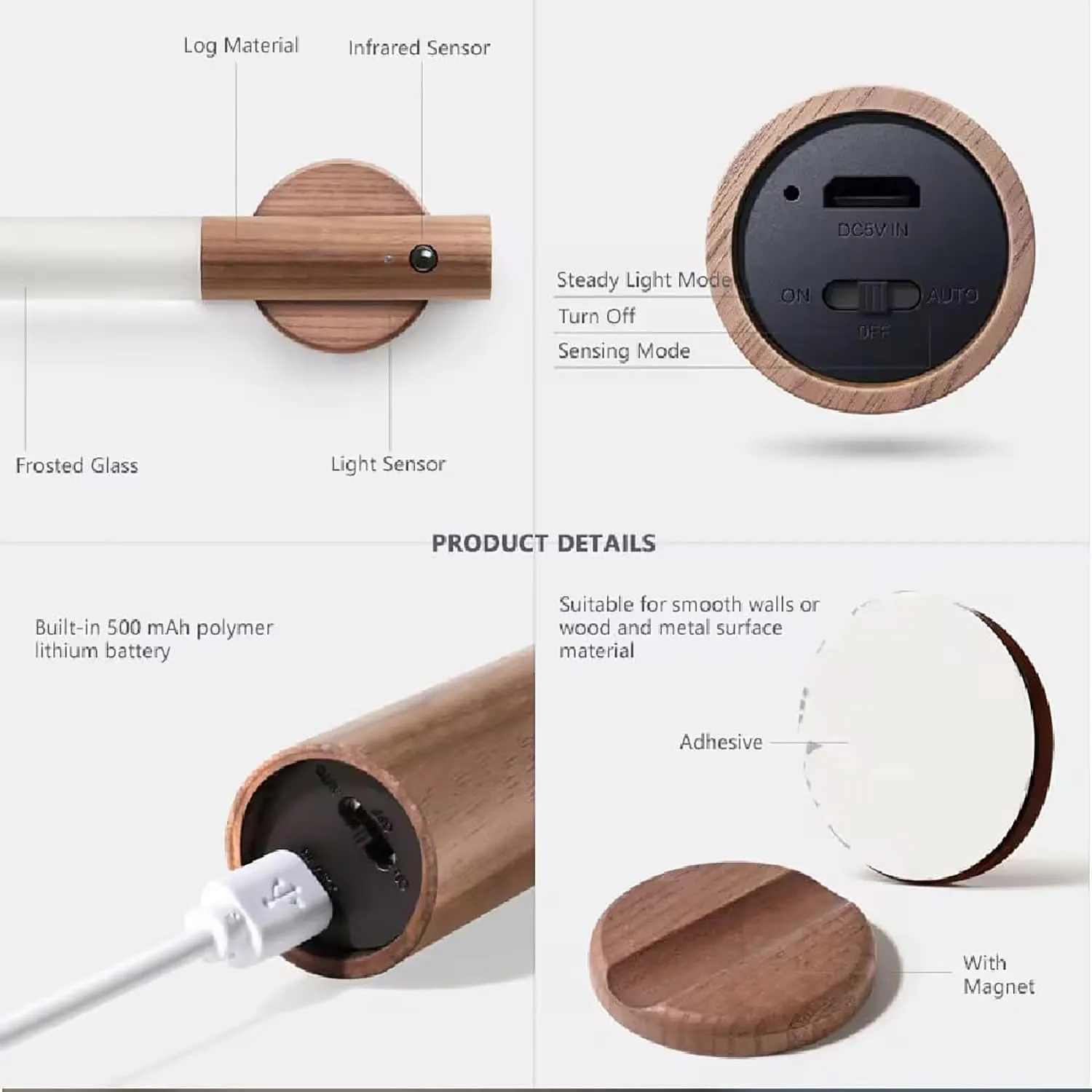 Lumee Light, Lumee Lights Sconces, Lumee Light Motion Sensor Led Lights, Rechargeable Sconces Magnetic Wall Lights Wireless Stairway Lights Portable Hallway Light for Bedroom Stair (Dark Brown*2)